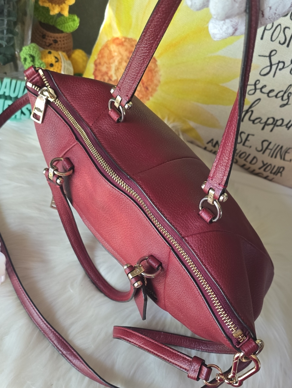 Coach Kelsey Rasberry Pebbled Leather Shoulder Bag E1581-34340 - Picture 10 of 15